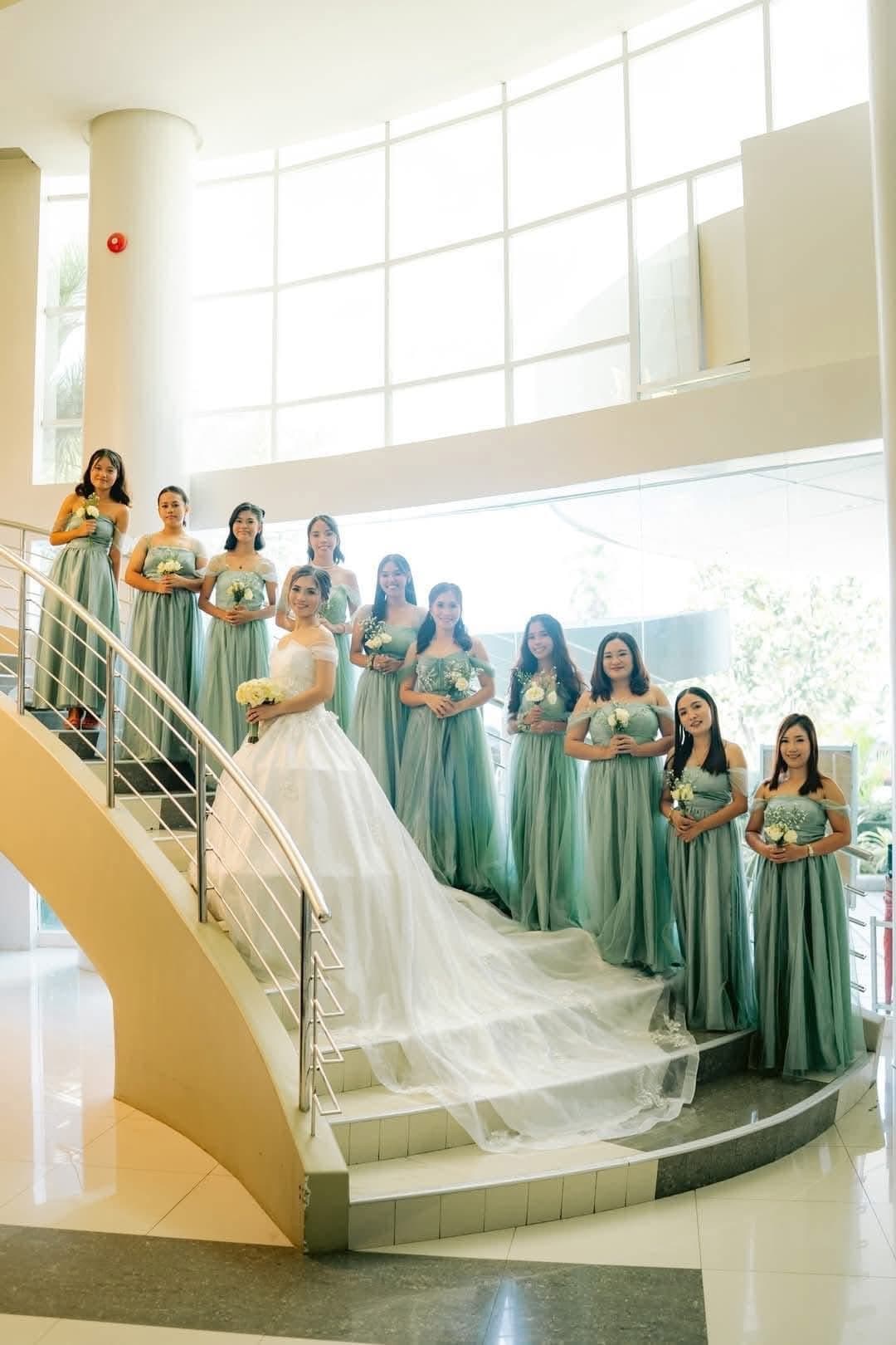 Seige Green Bridesmaid Gown
