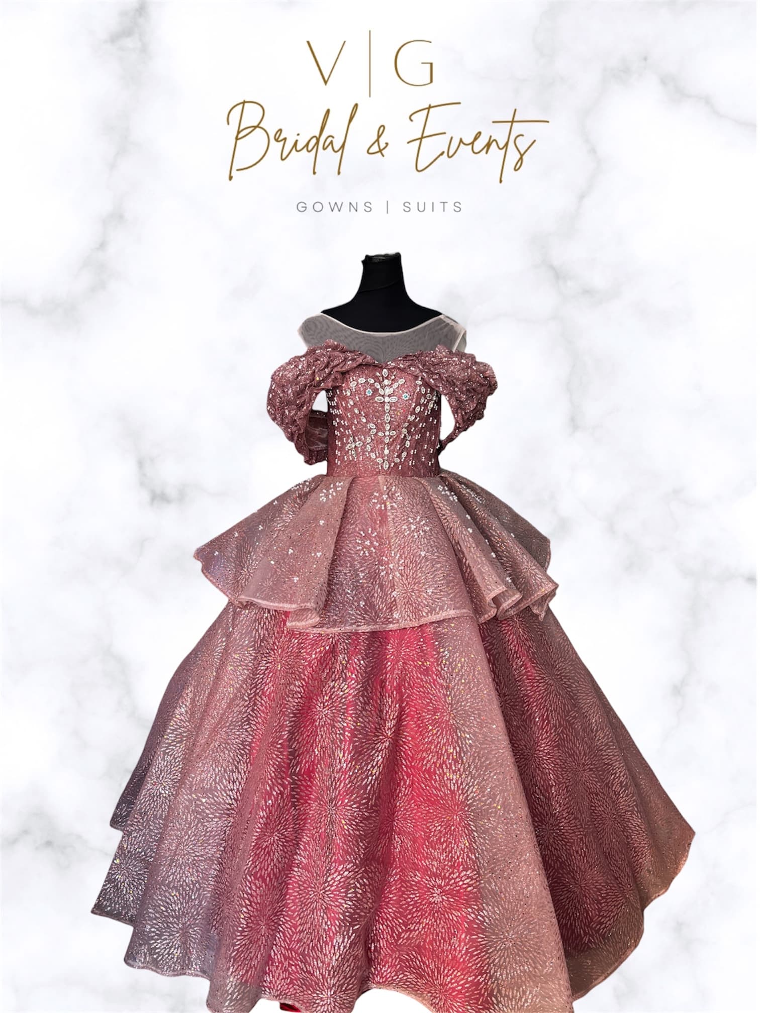 Pink Off Shoulder Ball Gown
