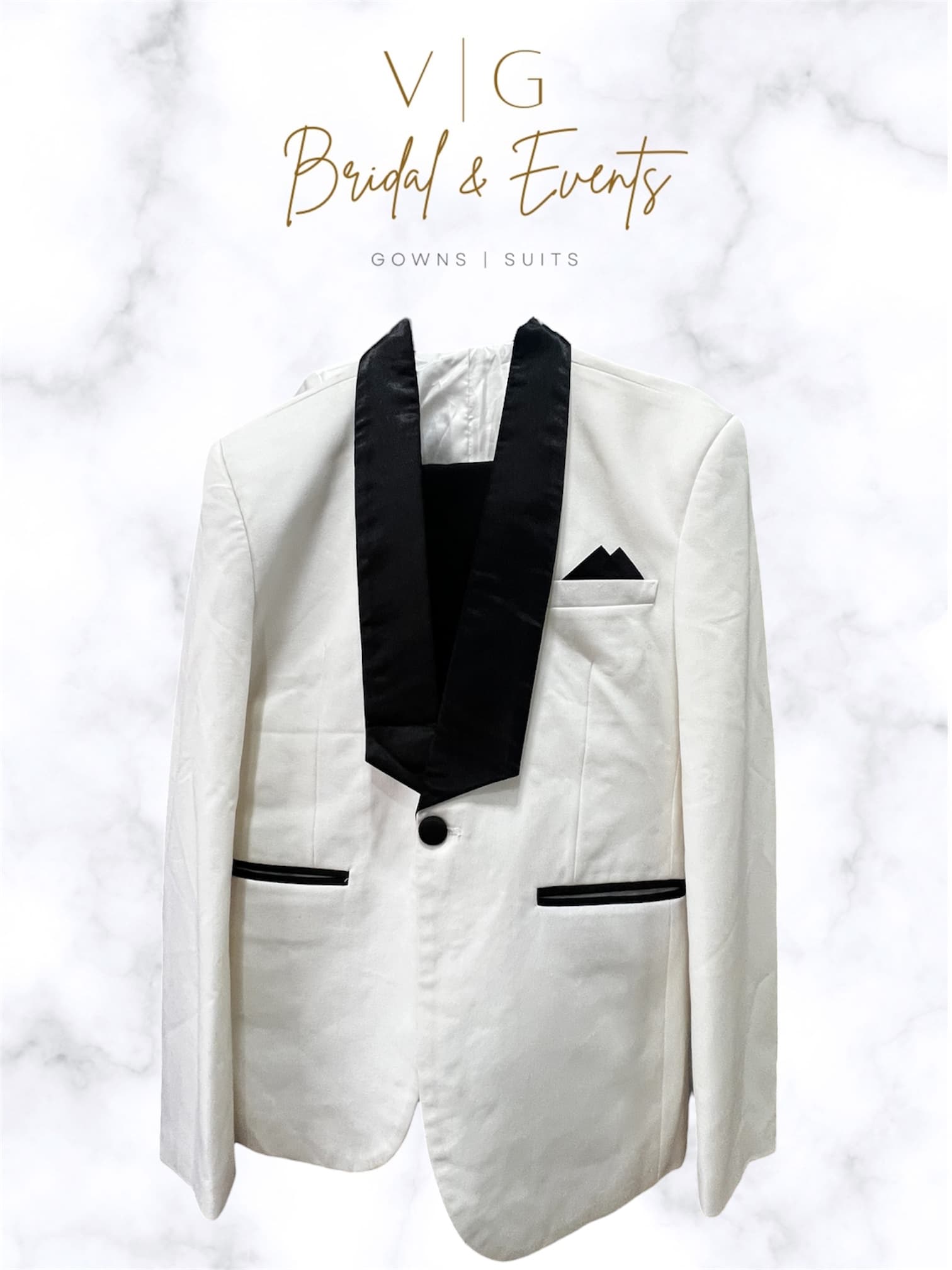 White w/ Black Lining Collar Suit