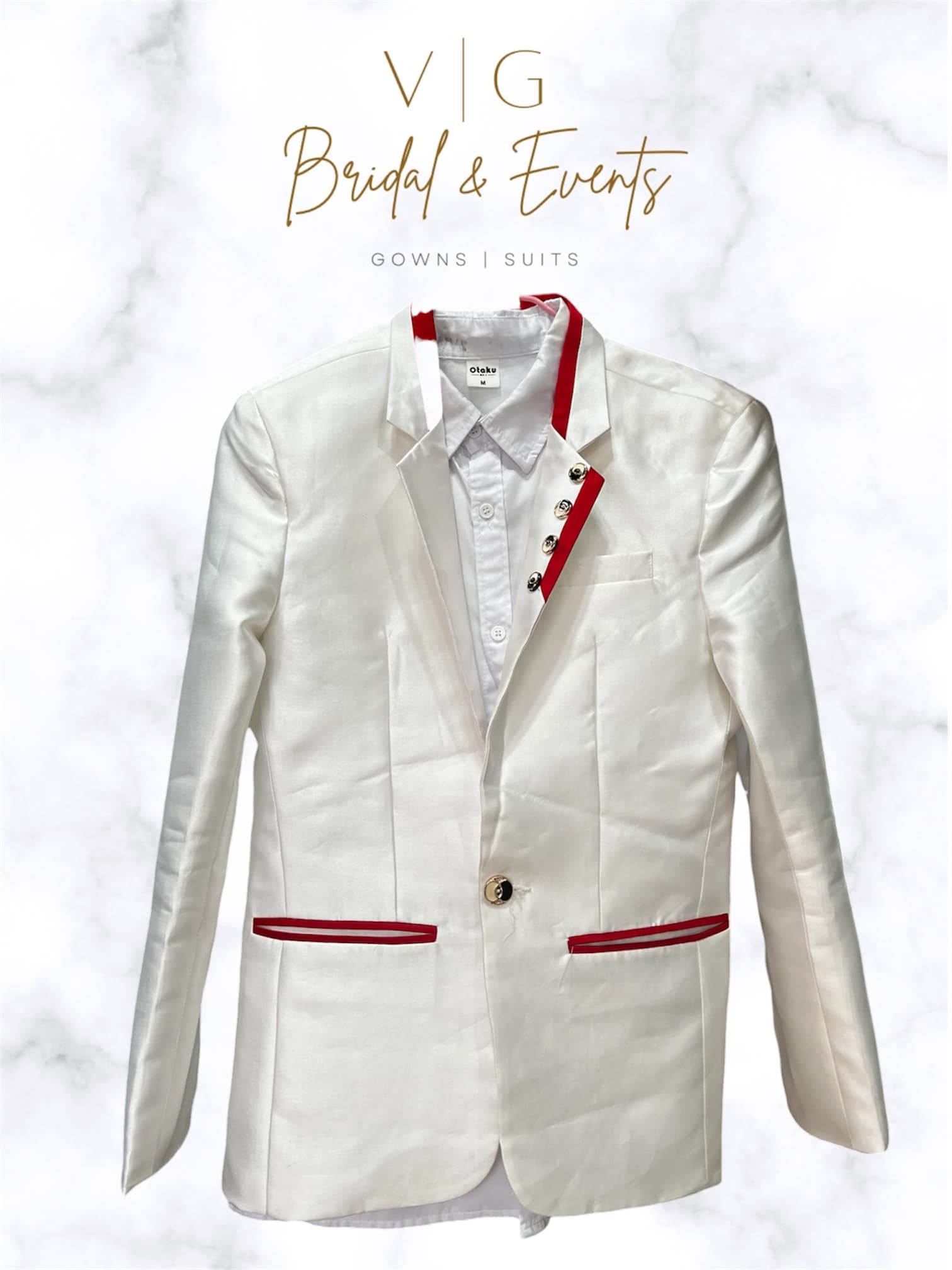 White w/ Red Lining Suit